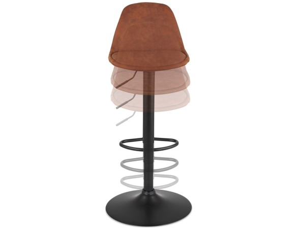 Tabouret réglable CROUPION en microfibre brun et pied en métal noir