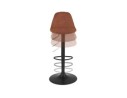 Tabouret réglable CROUPION en microfibre brun et pied en métal noir