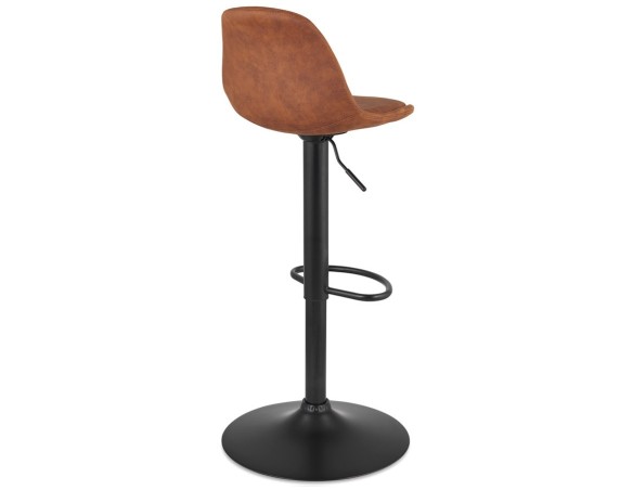 Tabouret réglable CROUPION en microfibre brun et pied en métal noir
