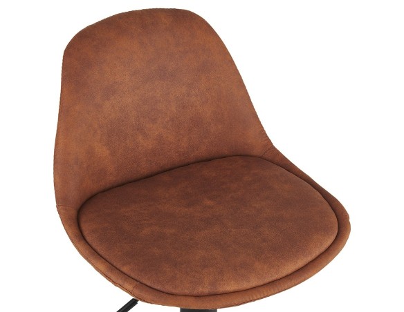 Tabouret réglable CROUPION en microfibre brun et pied en métal noir