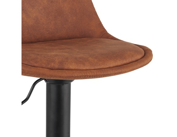 Tabouret réglable CROUPION en microfibre brun et pied en métal noir
