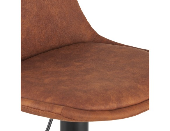 Tabouret réglable CROUPION en microfibre brun et pied en métal noir