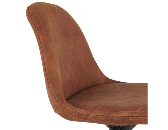 Tabouret réglable CROUPION en microfibre brun et pied en métal noir
