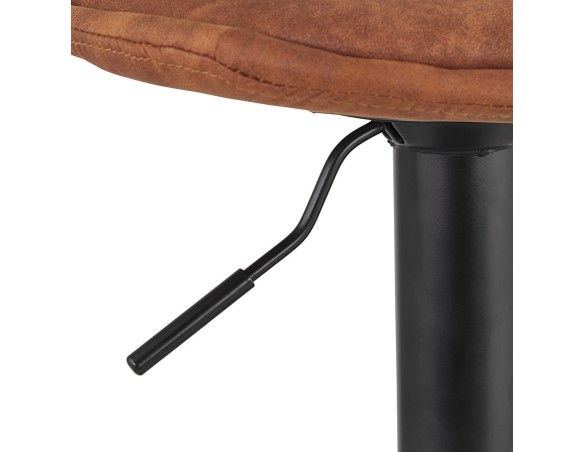 Tabouret réglable CROUPION en microfibre brun et pied en métal noir