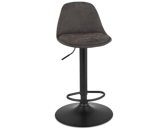 Tabouret réglable CROUPION en microfibre gris foncé et pied en métal noir