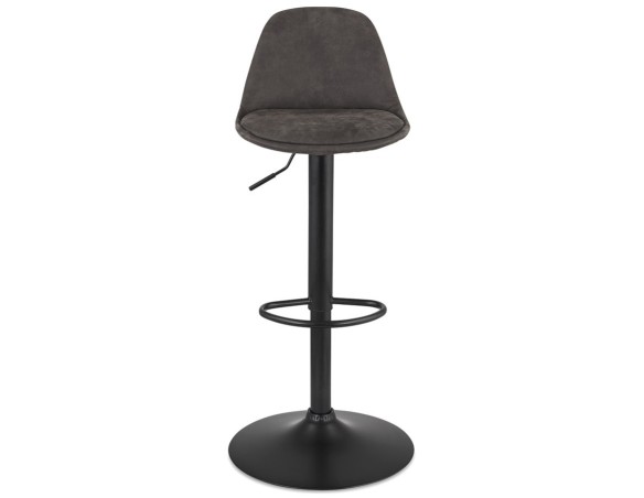 Tabouret réglable CROUPION en microfibre gris foncé et pied en métal noir