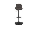 Tabouret réglable CROUPION en microfibre gris foncé et pied en métal noir