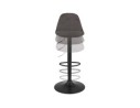 Tabouret réglable CROUPION en microfibre gris foncé et pied en métal noir