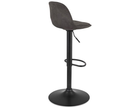 Tabouret réglable CROUPION en microfibre gris foncé et pied en métal noir