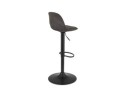Tabouret réglable CROUPION en microfibre gris foncé et pied en métal noir