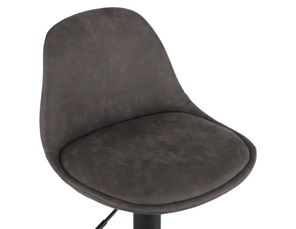 Tabouret réglable CROUPION en microfibre gris foncé et pied en métal noir