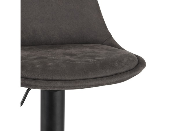 Tabouret réglable CROUPION en microfibre gris foncé et pied en métal noir