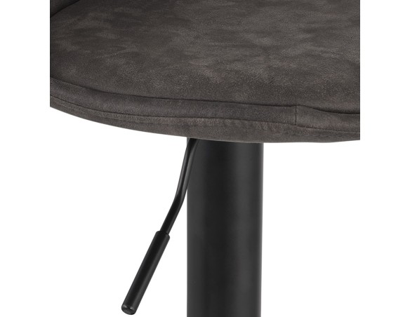 Tabouret réglable CROUPION en microfibre gris foncé et pied en métal noir