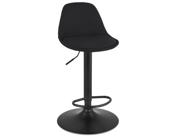 Tabouret réglable WALDO en tissu noir et pied en métal noir