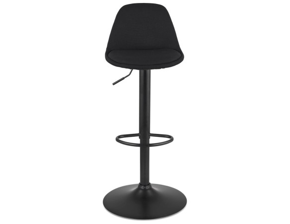 Tabouret réglable WALDO en tissu noir et pied en métal noir