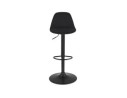 Tabouret réglable WALDO en tissu noir et pied en métal noir