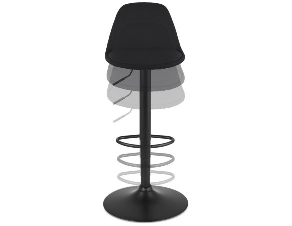 Tabouret réglable WALDO en tissu noir et pied en métal noir