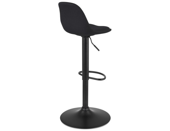 Tabouret réglable WALDO en tissu noir et pied en métal noir