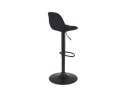 Tabouret réglable WALDO en tissu noir et pied en métal noir