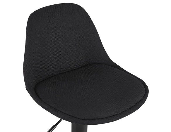 Tabouret réglable WALDO en tissu noir et pied en métal noir