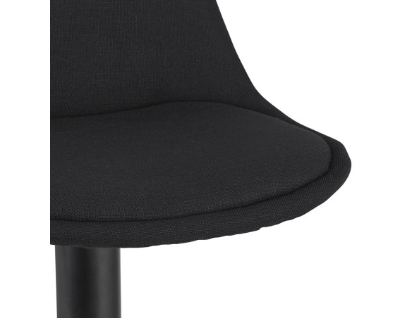 Tabouret réglable WALDO en tissu noir et pied en métal noir