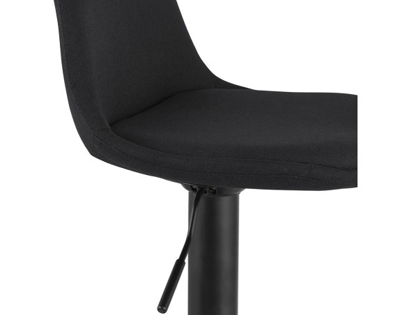 Tabouret réglable WALDO en tissu noir et pied en métal noir