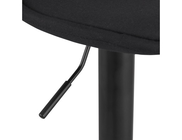 Tabouret réglable WALDO en tissu noir et pied en métal noir