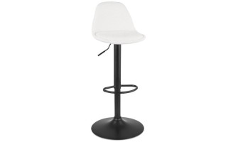BS06430WHBL 5404028337448 Tabouret réglable LANCELOT en tissu bouclé blanc et pied en métal noir