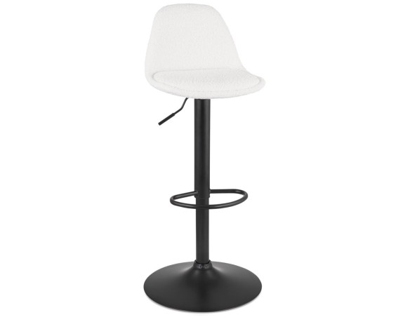 BS06430WHBL 5404028337448 Tabouret réglable LANCELOT en tissu bouclé blanc et pied en métal noir