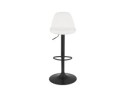 Tabouret réglable LANCELOT en tissu bouclé blanc et pied en métal noir
