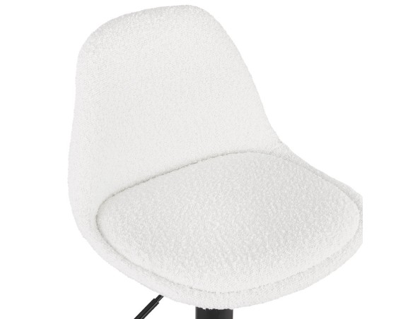 Tabouret réglable LANCELOT en tissu bouclé blanc et pied en métal noir