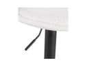Tabouret réglable LANCELOT en tissu bouclé blanc et pied en métal noir