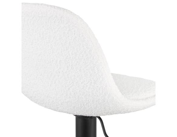 Tabouret réglable LANCELOT en tissu bouclé blanc et pied en métal noir