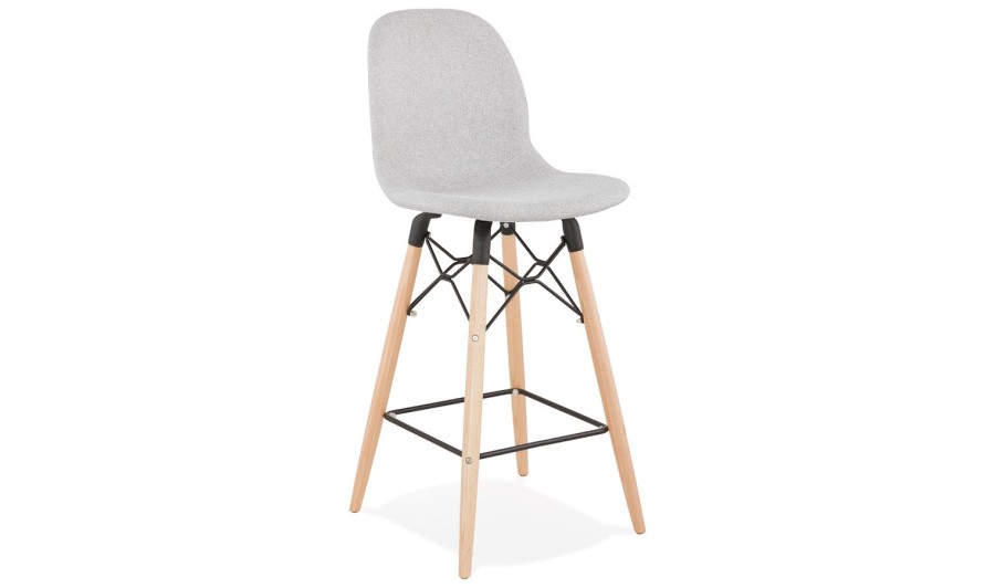 BS02690LG 5420072070025 Tabouret snack mi-hauteur GALACTIK MINI en tissu gris clair style scandinave