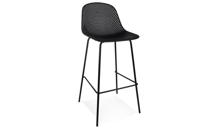 BS05290BL 5404028313909 Tabouret de bar perforé LOKI noir intérieur / extérieur