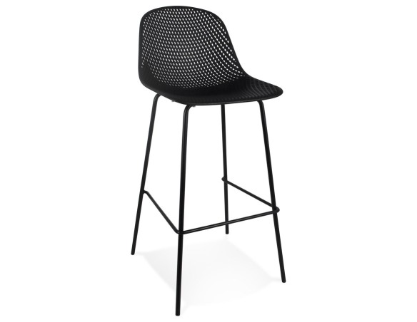 BS05290BL 5404028313909 Tabouret de bar perforé LOKI noir intérieur / extérieur
