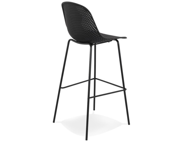 Tabouret de bar perforé LOKI noir intérieur / extérieur