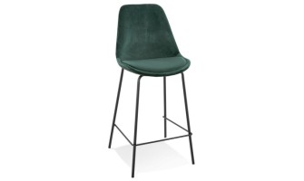BS04930GEBL 5404028307403 Tabouret snack mi-hauteur SPARK MINI en velours vert et pieds en métal noir