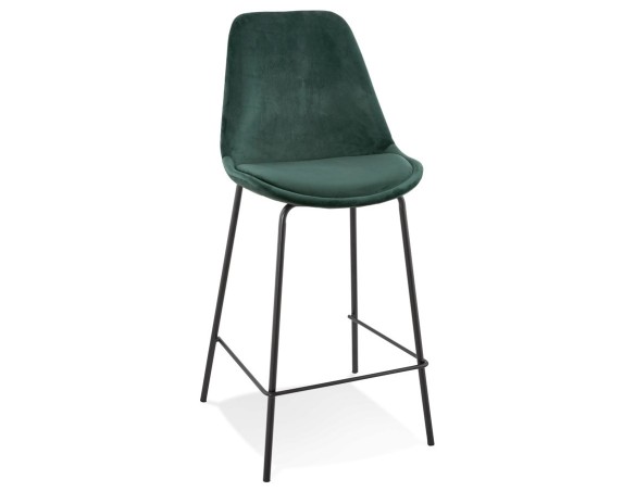 BS04930GEBL 5404028307403 Tabouret snack mi-hauteur SPARK MINI en velours vert et pieds en métal noir