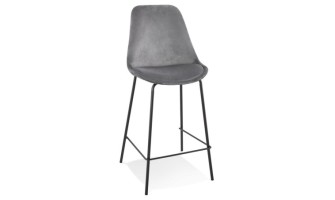 BS04940GRBL 5404028307427 Tabouret snack mi-hauteur SPARK MINI en velours gris et pieds en métal noir