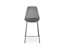 Tabouret snack mi-hauteur SPARK MINI en velours gris et pieds en métal noir