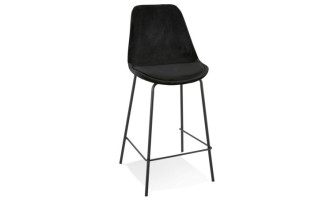 BS04950BLBL 5404028307441 Tabouret snack mi-hauteur SPARK MINI en velours noir et pieds en métal noir