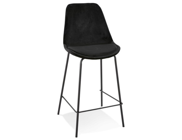 BS04950BLBL 5404028307441 Tabouret snack mi-hauteur SPARK MINI en velours noir et pieds en métal noir