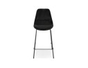 Tabouret snack mi-hauteur SPARK MINI en velours noir et pieds en métal noir