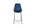 Tabouret snack mi-hauteur SPARK MINI en velours bleu et pieds en métal noir