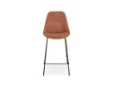 Tabouret snack mi-hauteur TAO MINI en microfibre brune et pieds en métal noir