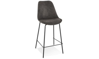 BS04980DGBL 5404028307502 Tabouret snack mi-hauteur TAO MINI en microfibre grise et pieds en métal noir