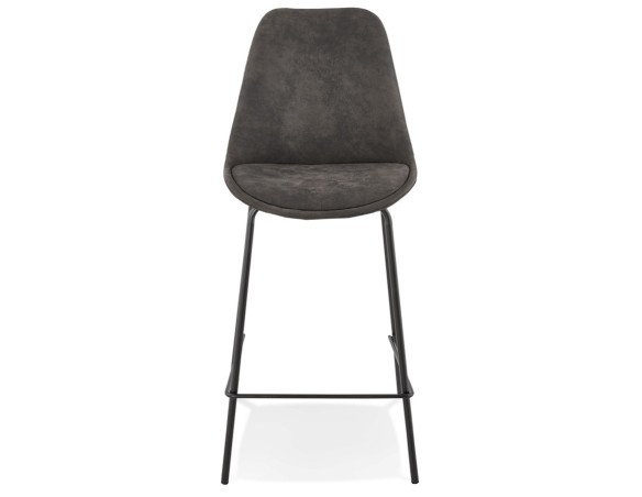 Tabouret snack mi-hauteur TAO MINI en microfibre grise et pieds en métal noir