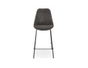Tabouret snack mi-hauteur TAO MINI en microfibre grise et pieds en métal noir