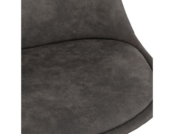 Tabouret snack mi-hauteur TAO MINI en microfibre grise et pieds en métal noir